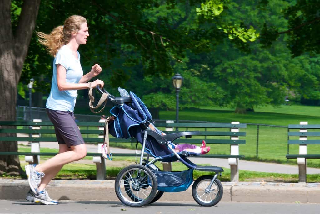 Mom and baby always together. What does exercising with a stroller look like?